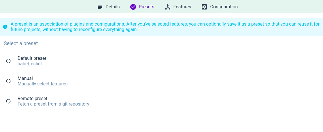 Presets de vue ui